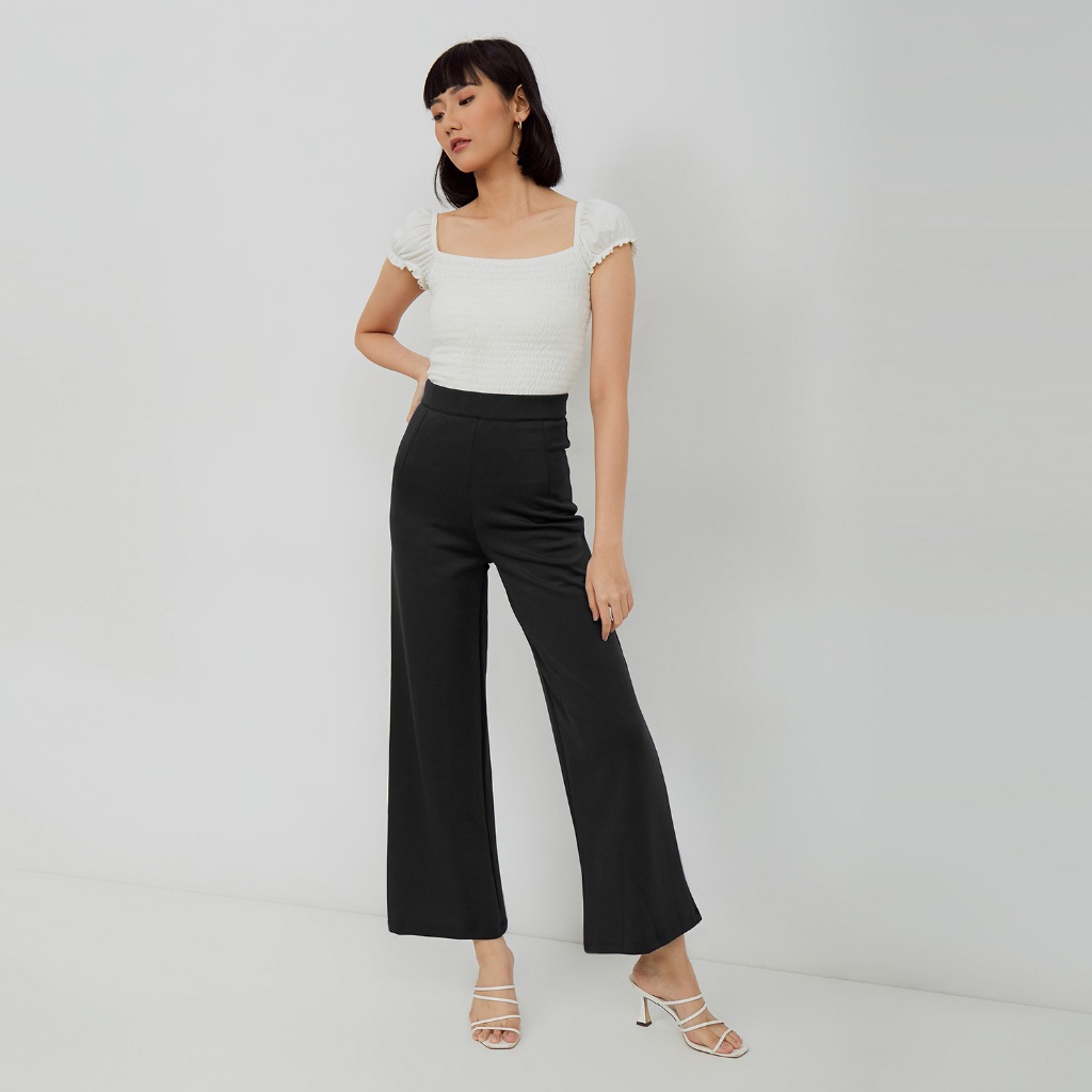 Shenelin celana kulot wanita scuba premium nyaman adem putih hitam Cherry Kulot