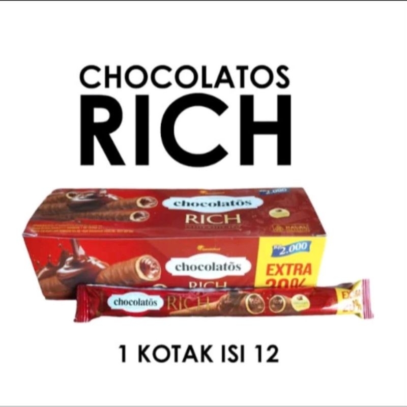 

Chocolatos Rich Coated Wafer Roll isi 12 pc