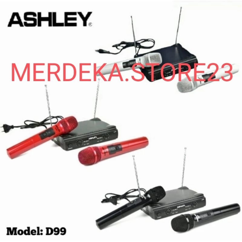 Mic Wireless ASHLEY D99 / ASHLEY D-99 Microphone Dual Handheld Wireless - Original