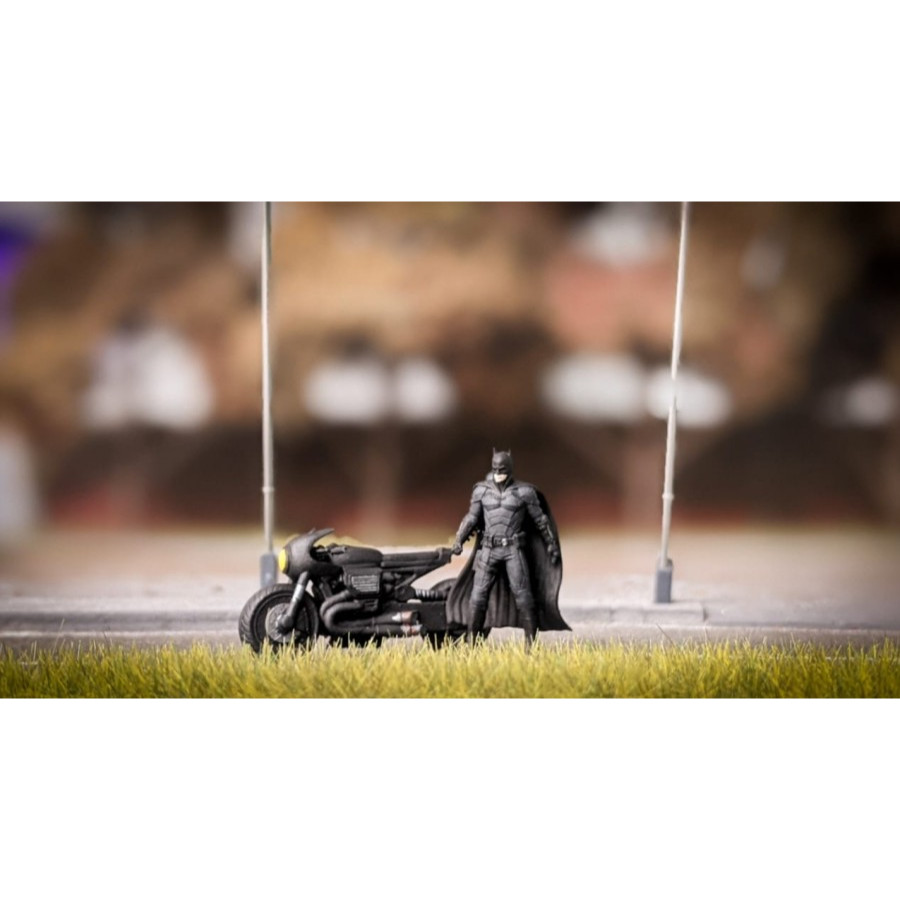 Miniature Figure THE BATMAN Pattinson or Batcycle Batmotor 1/64 HO diorama for diecast HW Hotwheels