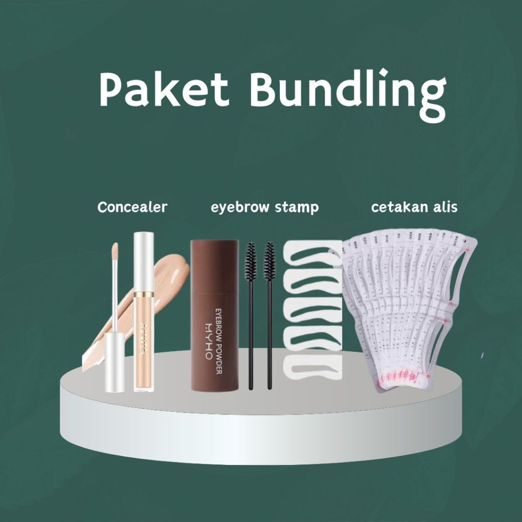 ( PAKET 3in1 ) Eyebrowstamp Bundling 3 item + Cetakan Alis Tali 12 model titik 3 + Concealer N3E211