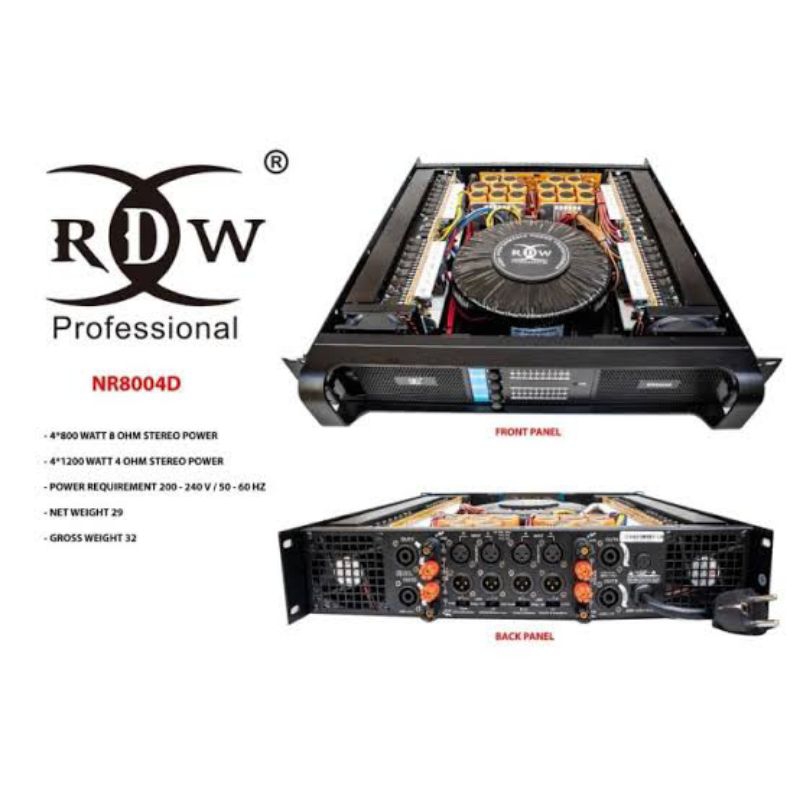 POWER AMPLIFIER RDW NR8004 ORIGINAL POWER 4 CHANNEL NR 8004