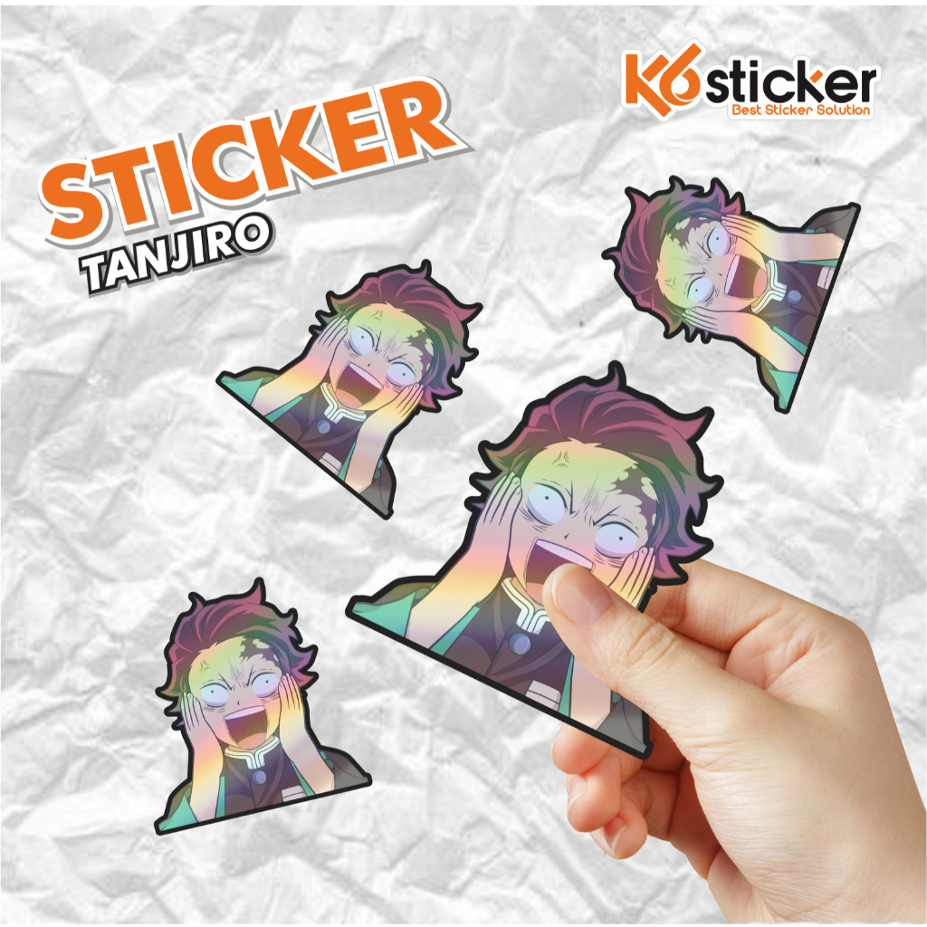 

Stiker anime hologram aesthetic tanjiro kamado demon slayer
