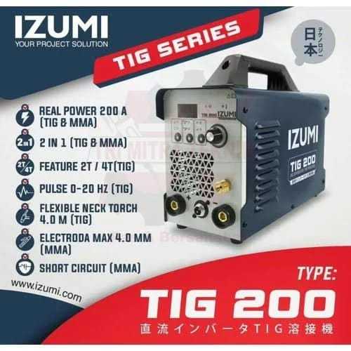 [PAKET LENGKAP] IZUMI TIG 200 MESIN LAS LISTRIK ARGON IGBT 200A MMA TRAFO INVERTER WELDING BERGARANS