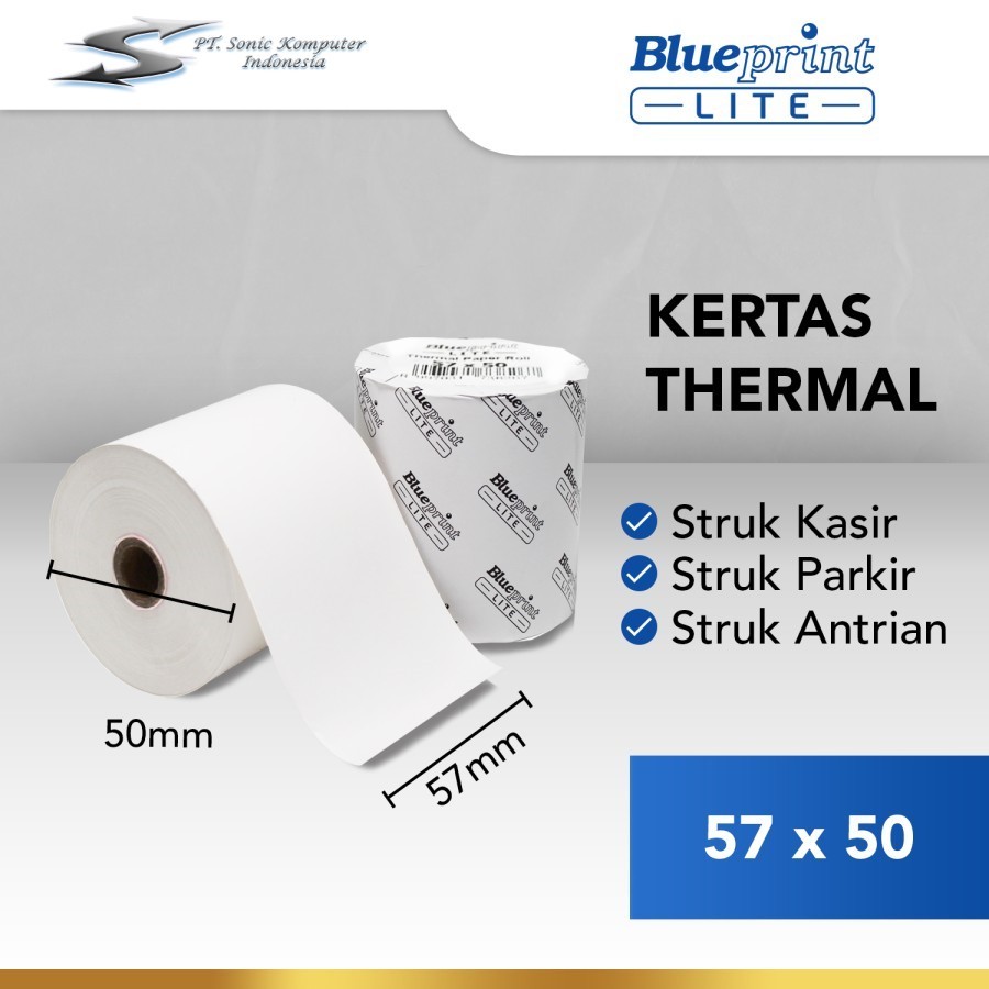 

Kertas Thermal Paper 57x50 mm Struk Kasir Nota BLUEPRINT Lite 57 x 50