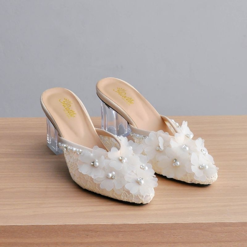 TERMURAH Heels 7cm kaca Payet lilian / wedding shoes / sandal pesta / sepatu brukat / sepatu payet