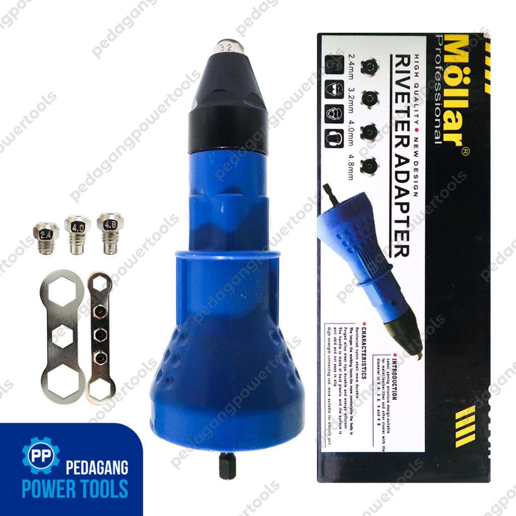 MOLLAR ADAPTOR TANG RIVET MESIN BOR LISTRIK CORDLESS PAKU RIVETER GUN