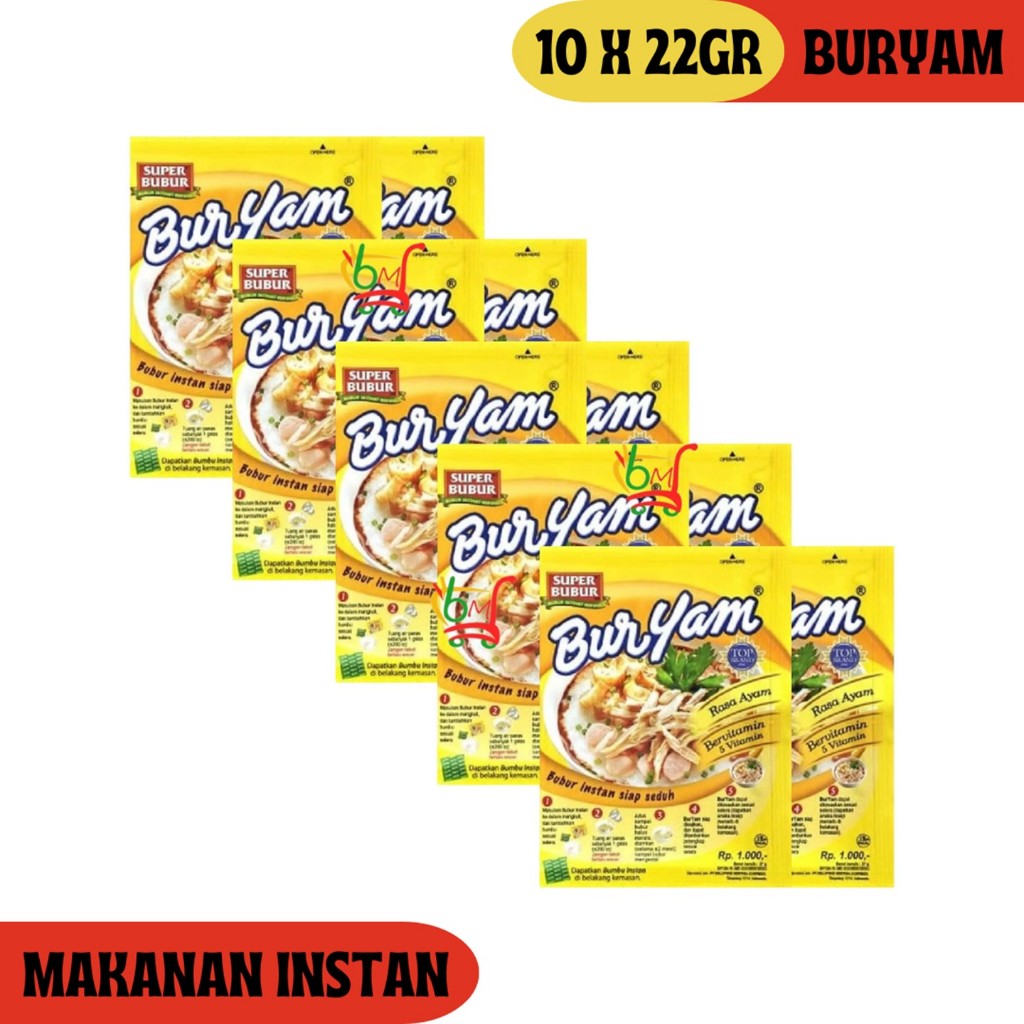 

Buryam Super Bubur Rasa Ayam Renceng 10 Sachet
