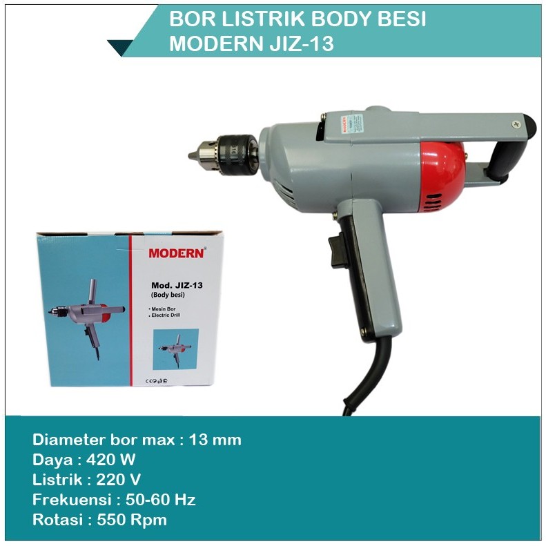 Mesin Bor Modern JIZ-13 / JIZ13 Bor Body Besi Kayu 13 mm MODERN JIZ 13 2 Tangan Model Dragon Jiz13mm