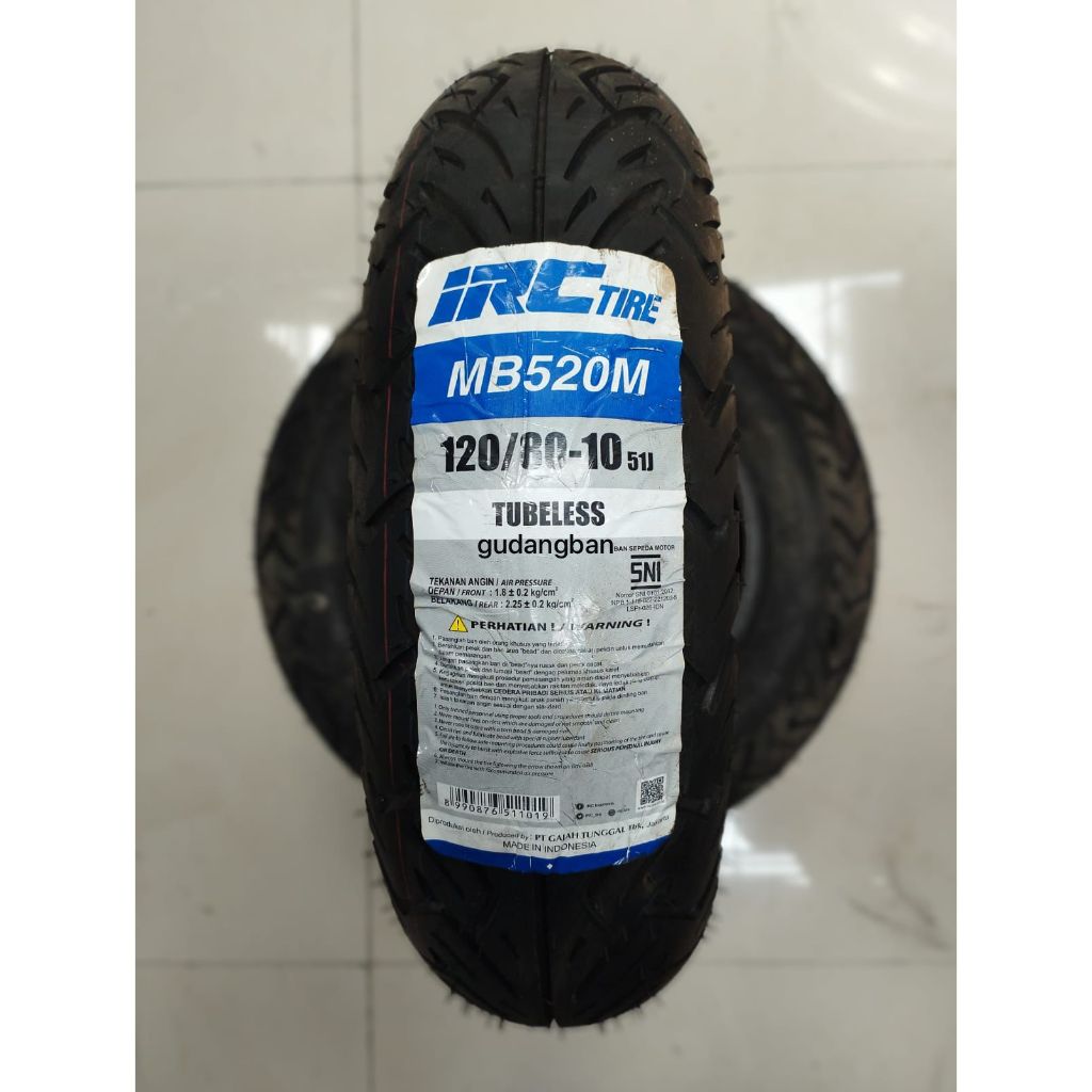Diskon Ban Luar Irc Mb520M 120 80 - 10 51J Tubeless Mb520