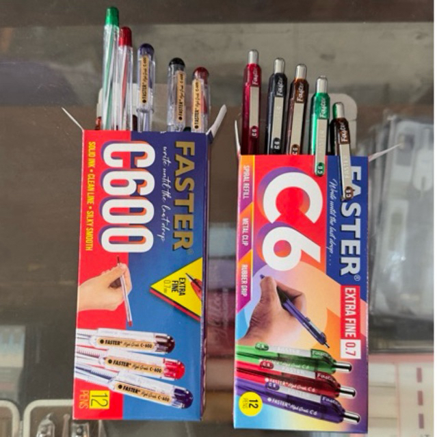 

( 12 pcs ) Pulpen / Bolpoin / Pen Cabut ORIGINAL Faster C600 / Pen Cetrek Faster C6 Retracable