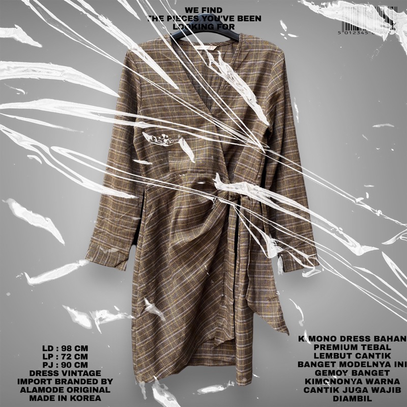 ALAMODE ORIGINAL/DRESS IMPORT PREMIUM/KOREAN DRESS/TARTAN DRESS KOREAN STYLE/DRESS KIMONO TARTAN IMP