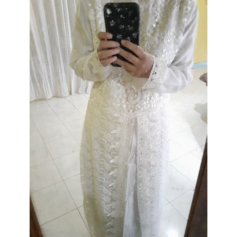 preloved gamis putih brukat mewah
