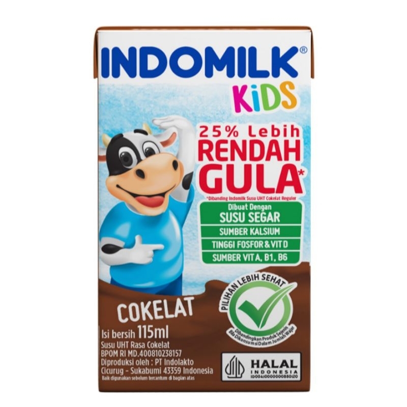 

INDOMILK Kids Susu UHT Cokelat Rendah Gula 115 ml