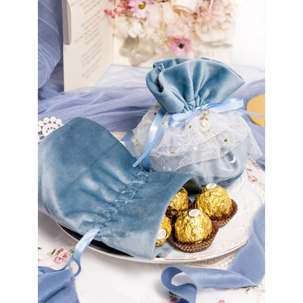 

Kantong pouch permen hampers serut bahan velvet kanvas pouch Hampers kue kering