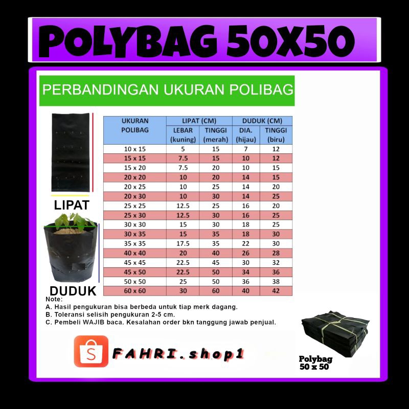Polybag Tanaman 50x50 cm Bahan Tebal