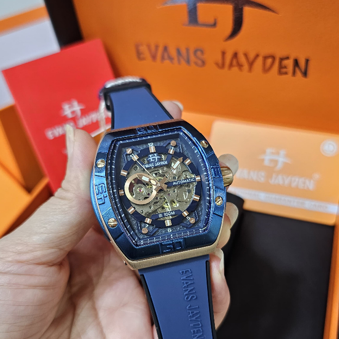 JAM TANGAN PRIA EVANS JAYDEN 9563 RUBBER OTOMATIS ORIGINAL WATER RESISTANT