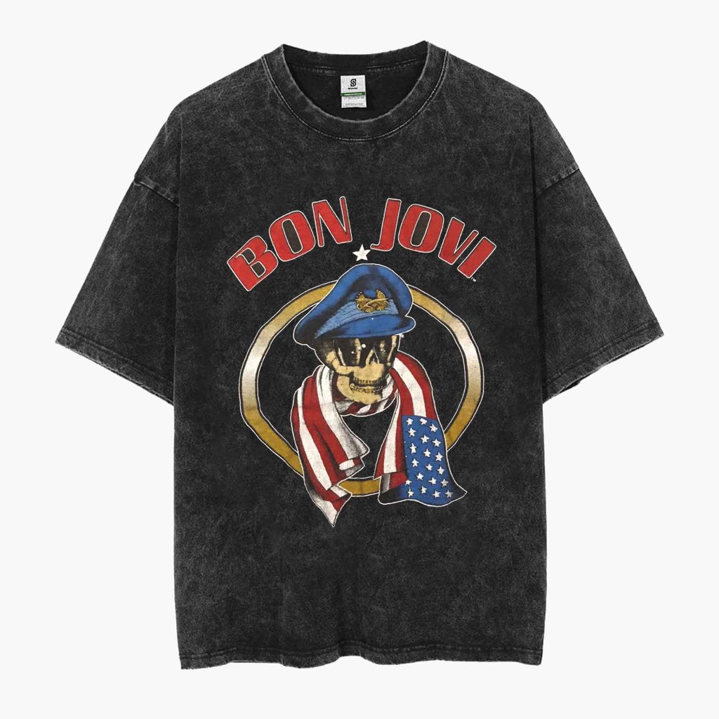 Kaos Bon Jovi Style Vintage Oversized Washed Tee