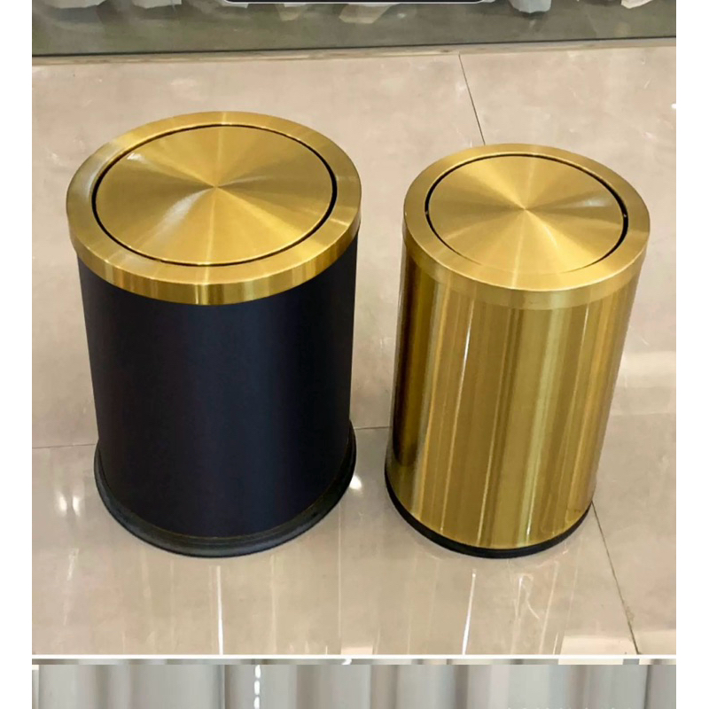 Tong Sampah Emas Tembaga/ Tong Sampah Marmer /Tempat Sampah Kamar Mandi Emas / Hitam Emas