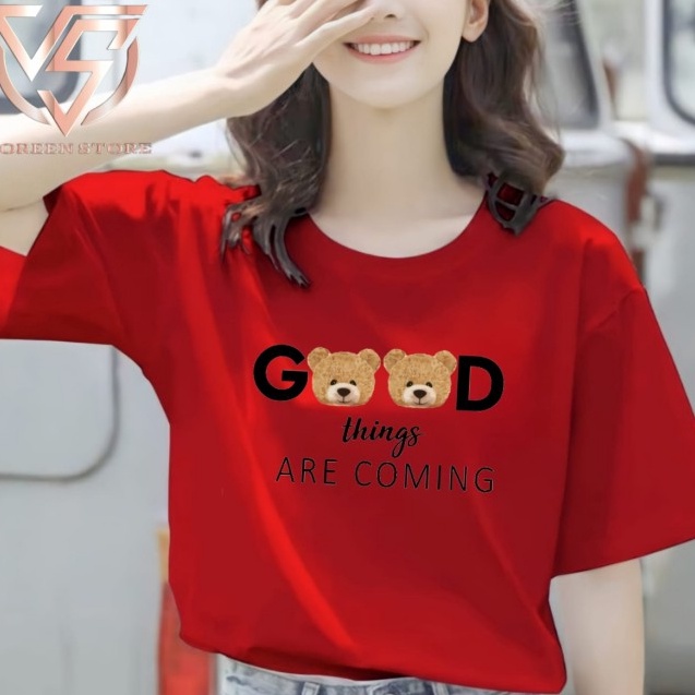 BAJU KAOS KATUN CEWEK PREMIUM GOOD THING COMING SMLXLXXL3XL4XL  Putih S