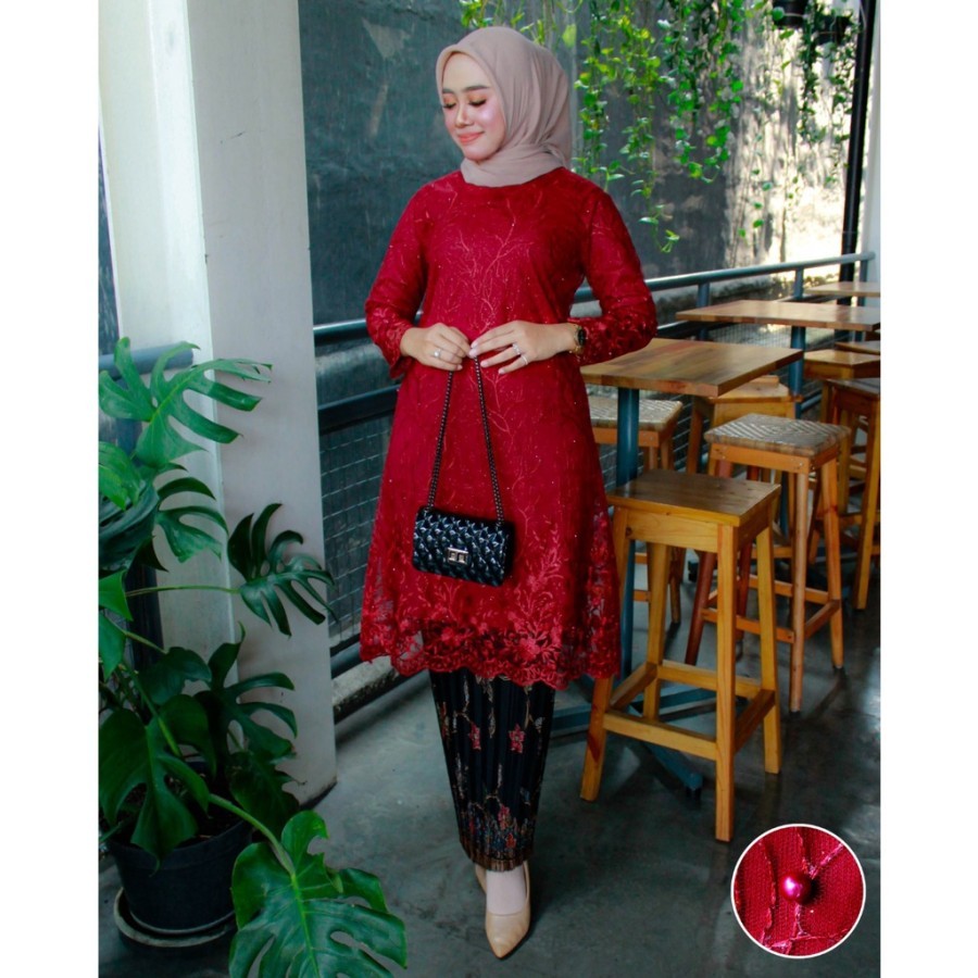 PROMO BISA COD TERBARU-SET KEBAYA TUNIK TILLE TERBARU / TUNIK TILLE AMORA / KEBAYA PESTA / KEBAYA KE