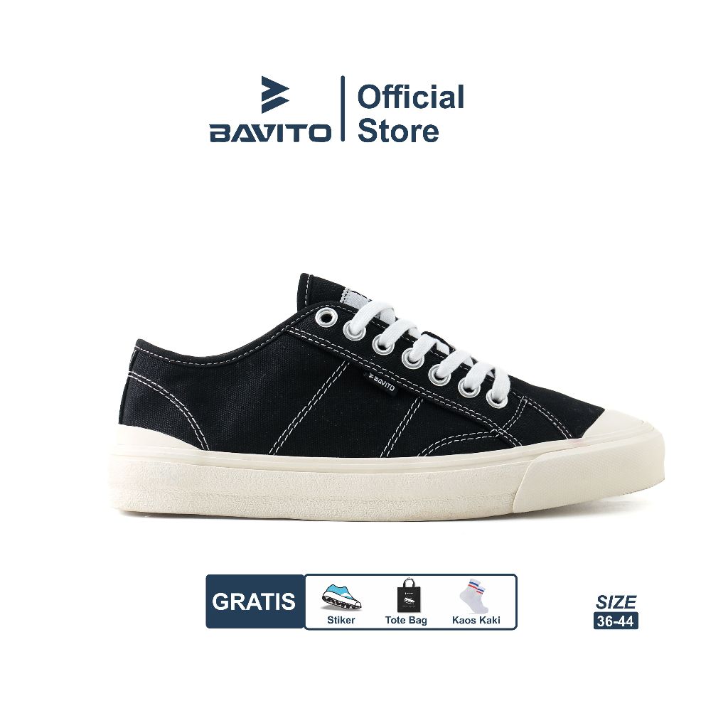 Bavito 36-44 Favour Low Hitam Putih - Sepatu Sneakers Casual Pria Wanita