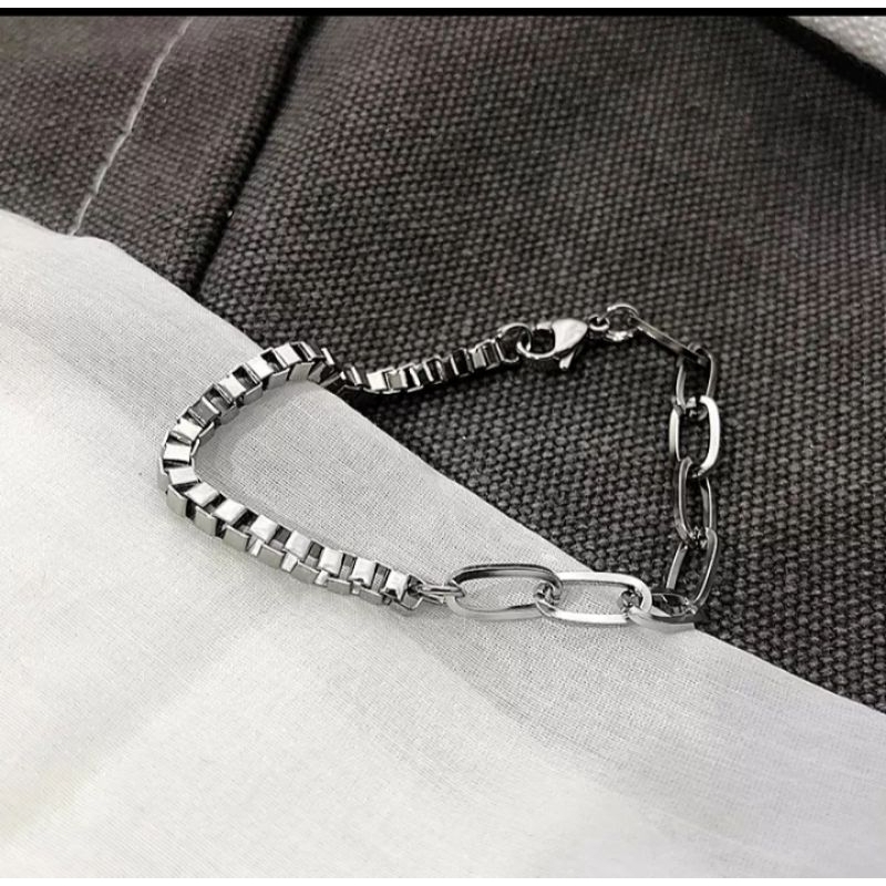 Gelang titanium simpel unik pria wanita anti karat terbaru