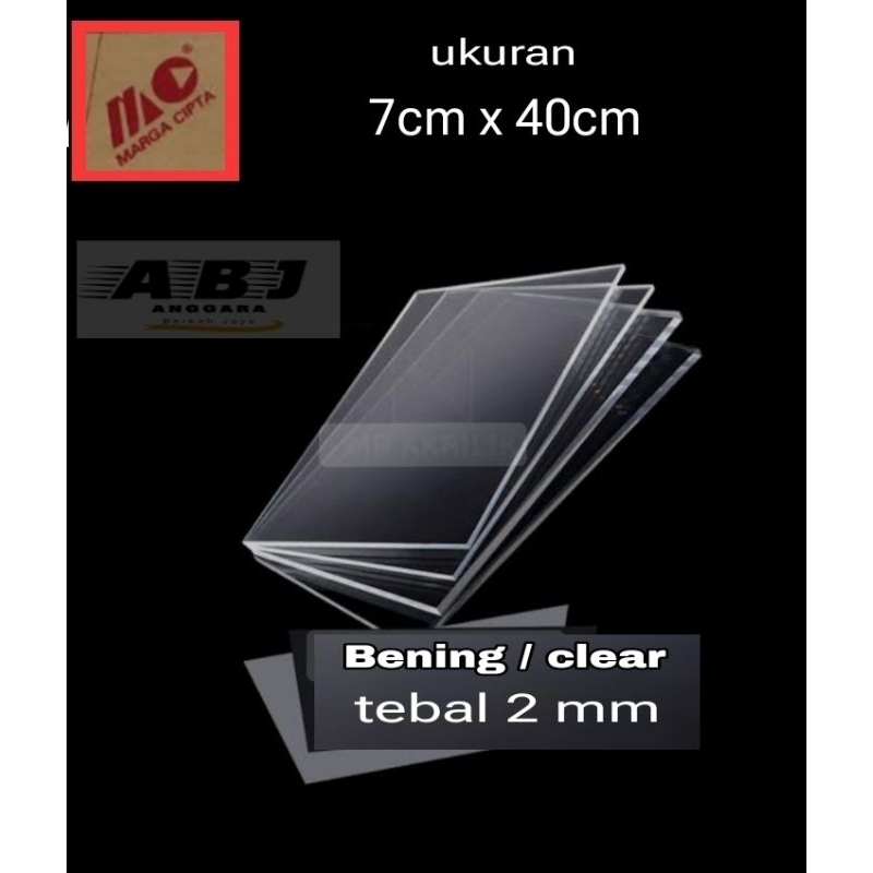 Akrilik bening 2mm ukuran 7x40/Acrylic lembaran bening/Mika akrilik