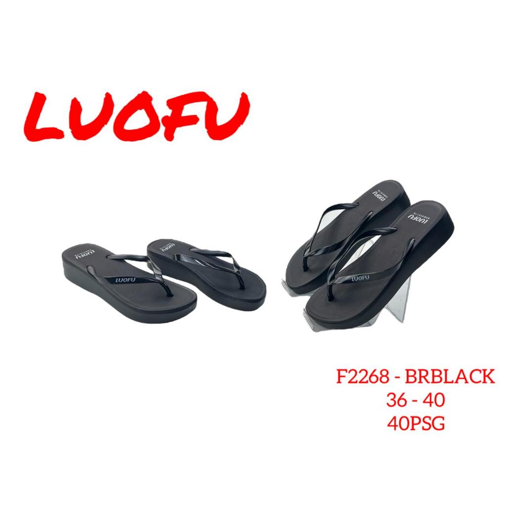 Luofu Exquisite Sendal Jepit Flat Wedges Multiwarna Terbaru EVA F2268-BRBLACK