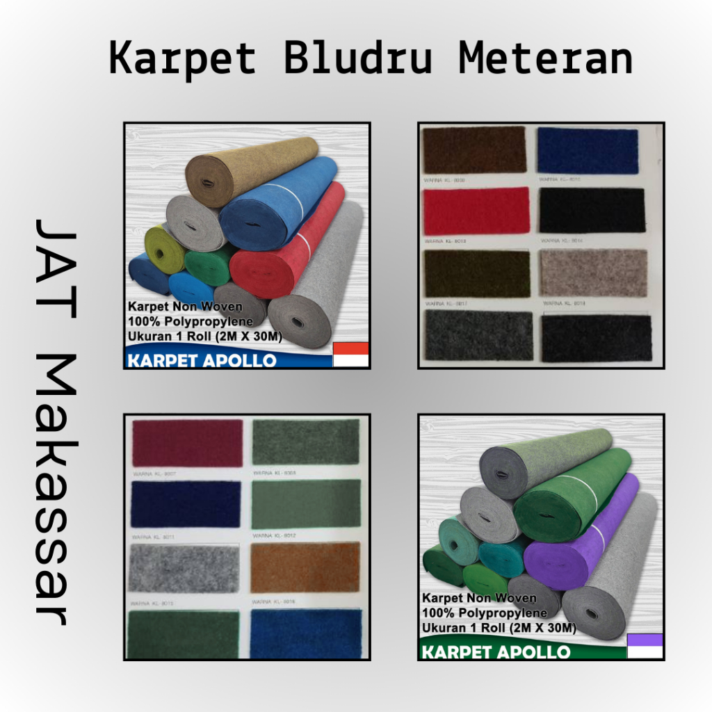 KARPET BLUDRU APOLLO METERAN LEBAR 200 CM ( 1M x 2M) / KARPET BLUDRU MURAH ALAS LANTAI