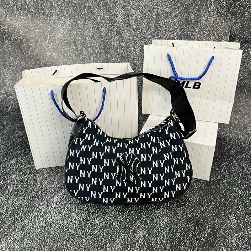TAS BAHU MLB MY JACQUARD HOBO BAG MONOGRAM BLACK