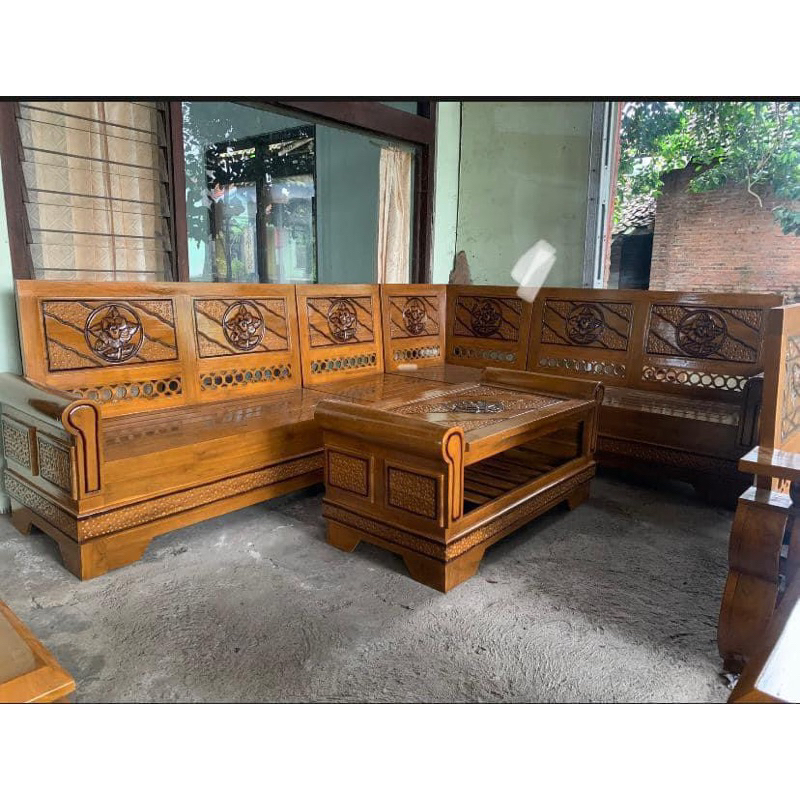 Kursi Sudut Gelung Jati/Kursi Tamu Jati Minimalis