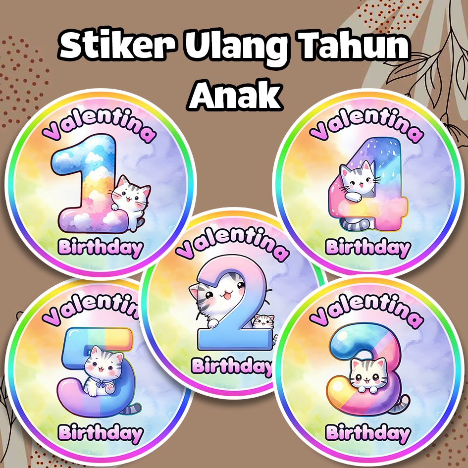 

STIKER ULANG TAHUN ANAK KUCING LUCU STICKER LABEL ULTAH BIRTHDAY TUMPENG MINI SOUVENIR HAMPERS BINGKISAN CUTE CAT