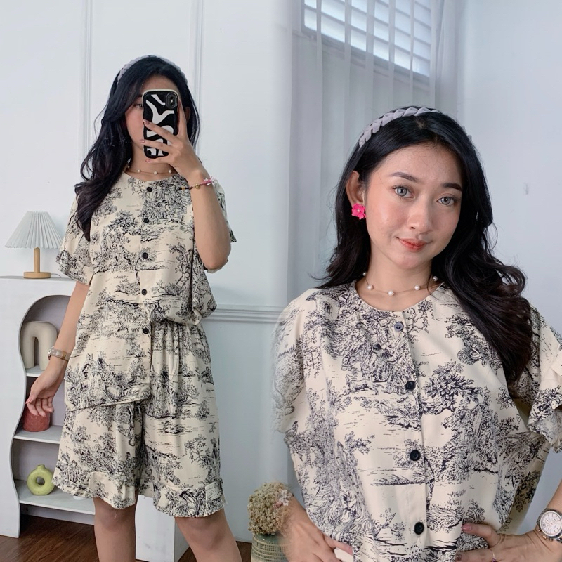 RANIA SET // SETELAN RAYON LENGAN PENDEK CELANA PENDEK // FIT TO XL // RAYON PREMOUM GRADE A // GROS