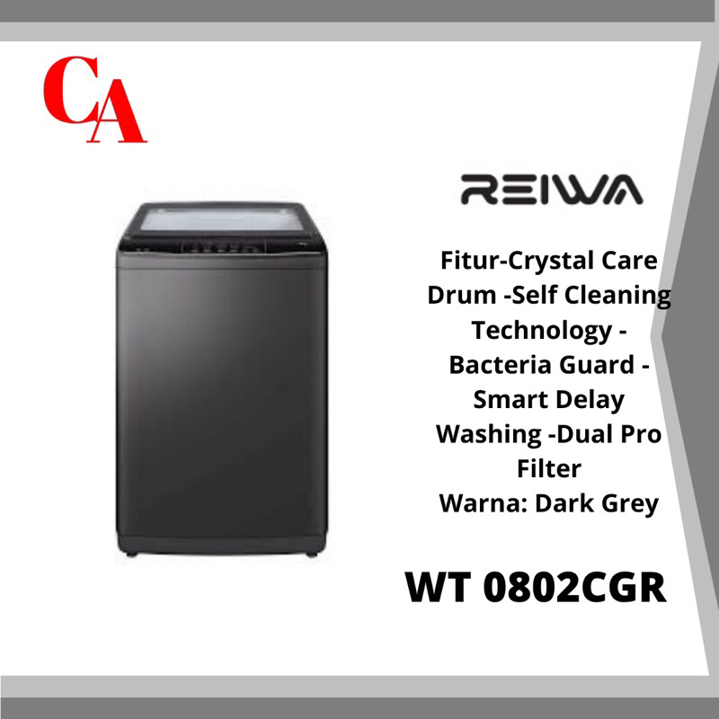 Mesin Cuci Reiwa WT-0802CGR 1 Tabung Bukaan Atas Kapasitas 8 Kg Charcoal Grey