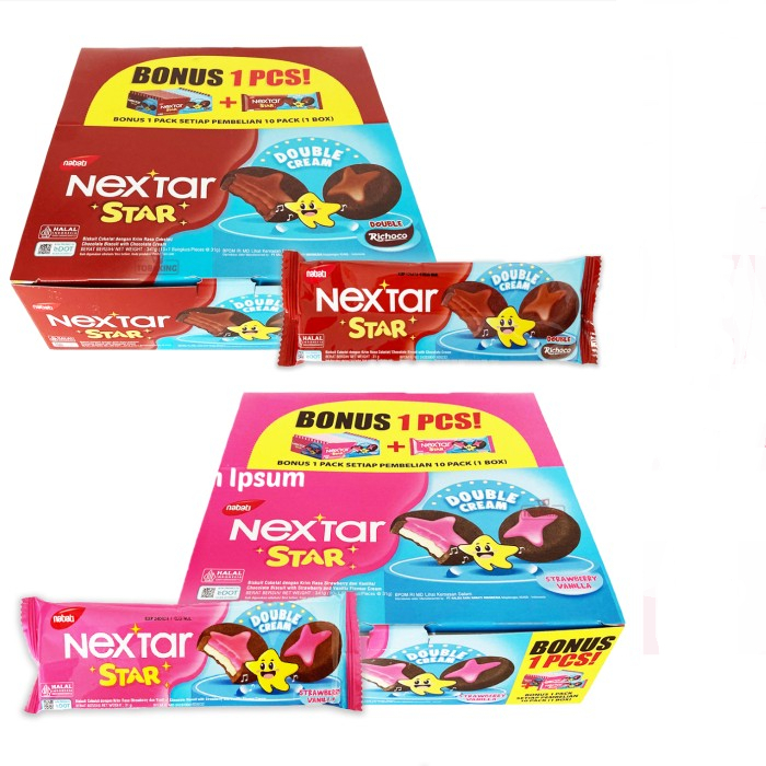 

Nabati Nextar Star Double Cream Rasa Vanilla Berat 31gr per Pcs