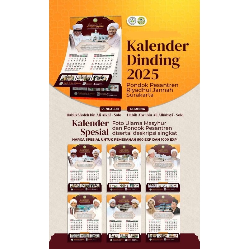 

[ LIMITED STOCK ] KALENDER DINDING TAHUN 2025 / KALENDER FOTO HABAIB / KALENDER HABAIB 2025 / MAJLIS TA'LIM AL HIDAYAH / PONPES RIYADHUL JANNAH SURAKARTA