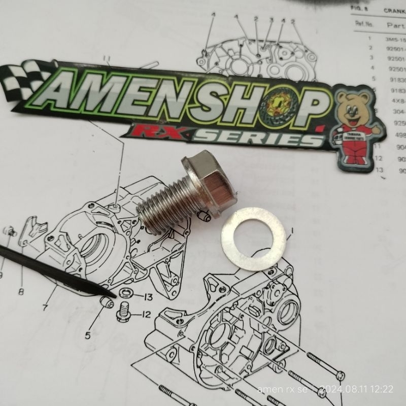 baut stainless pembuangan oli mesin rxking , rx spesial , rxz ( free ring almunium )