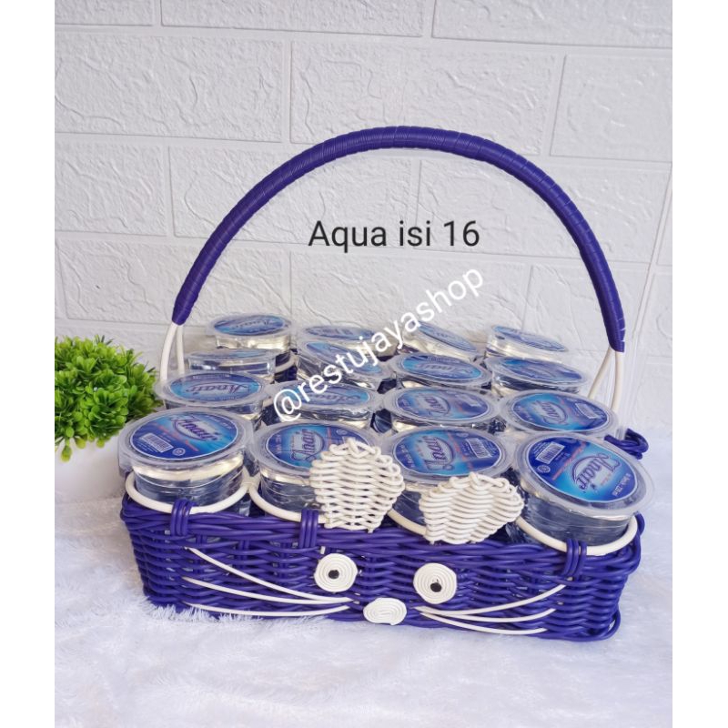 Tempat aqua gelas.tempat Aqua gelas estetik mewah tempat Aqua gelas unik rotan /sintetis (16 lubang/