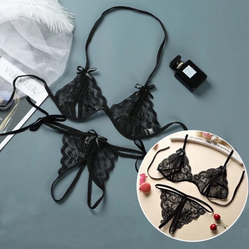 CODLingerie Sexy Lace Baju Tidur Sexy Bikini Wanita Sexy G String Open Lingerie Crotch Thongs Lace