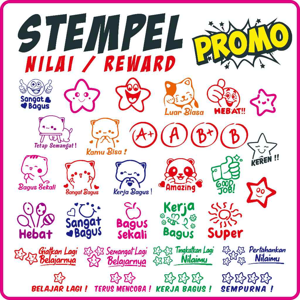 

Adn Stempel Penilaian Reward, SD / TK / PAUD Paketan Isi 4Pcs / 6Pcs