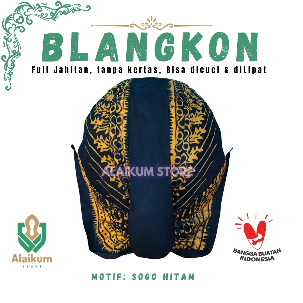 BLANGKON ALUSAN MOTIF SOGO HITAM | BLANGKON ALUSAN FULL JAHITAN |  BLANGKON JOGJA |  BLANGKON TAHAN 