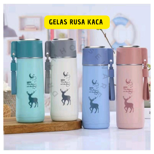 Botol Kaca DEER RUSA Botol Tumbler Kaca Rusa 450ml