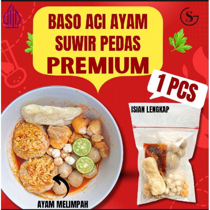 

1 pcs baso Aci ayam suwir premium isian ayam suwir pedas