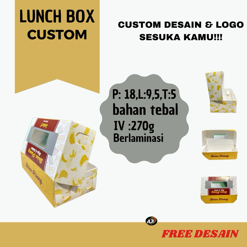 DUS MAKANAN MODEL LUNCH BOX PAPER BOX & BERLAMINASI (CUSTOM)