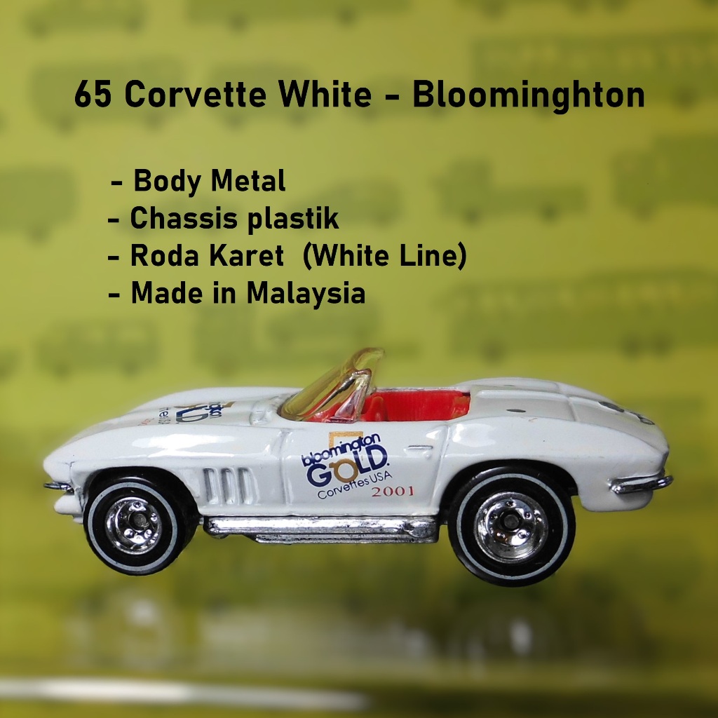 Hot Wheels Loose 65 Corvette White - Bloominghton