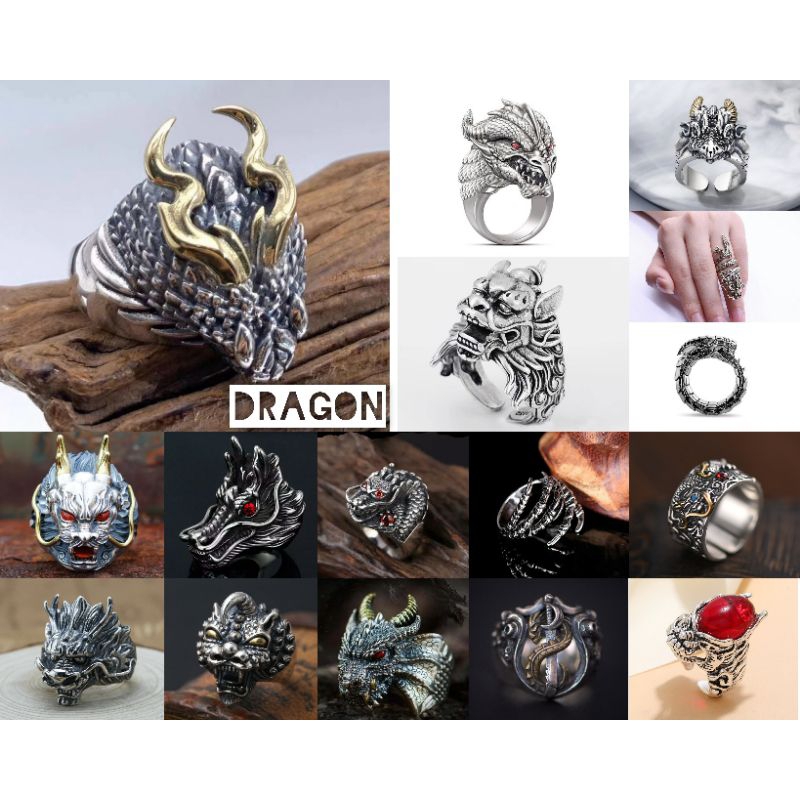 Cincin Pria gaya naga punk style dragon series men ring
