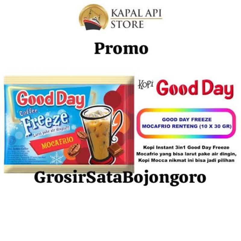 

Promo Good Day Coffee Freeze Mocafrio (10x30gr) Terlaris Termurah