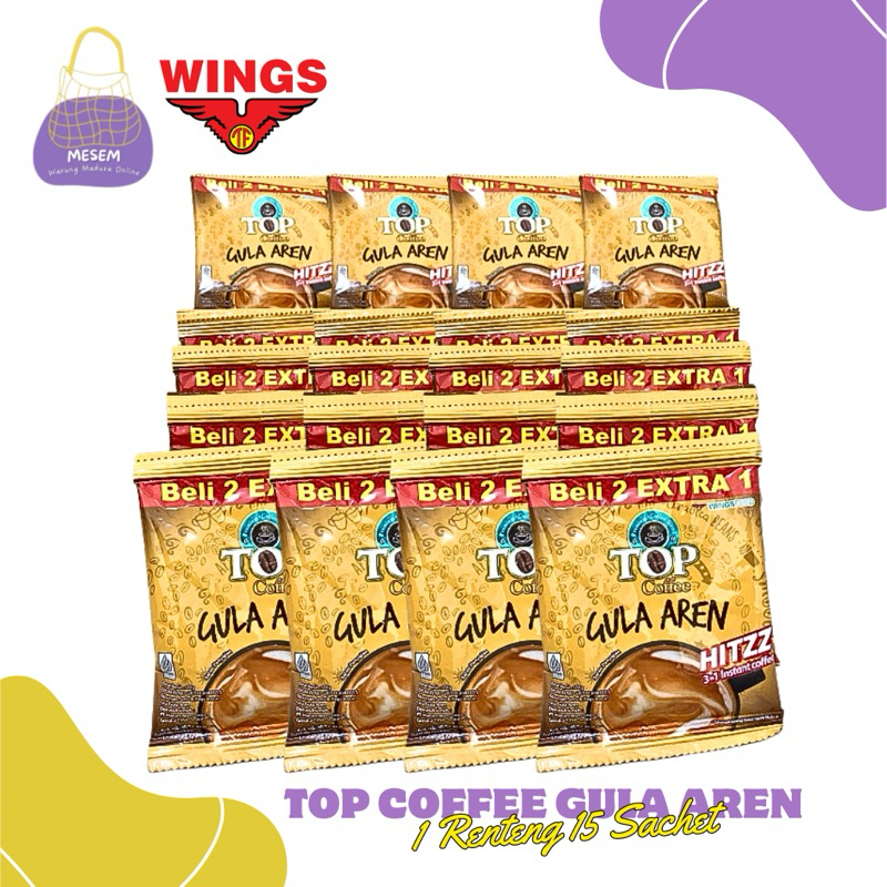 

Wings Kopi Top Coffee Gula Aren | 1 Renceng Isi 15 Sachet | Netto Per-Sachet 22 gram