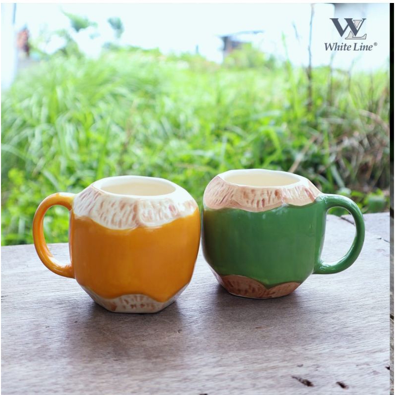 MUG COCONUT MUG BENTUK KELAPA MUDA GIFTBOX MUG